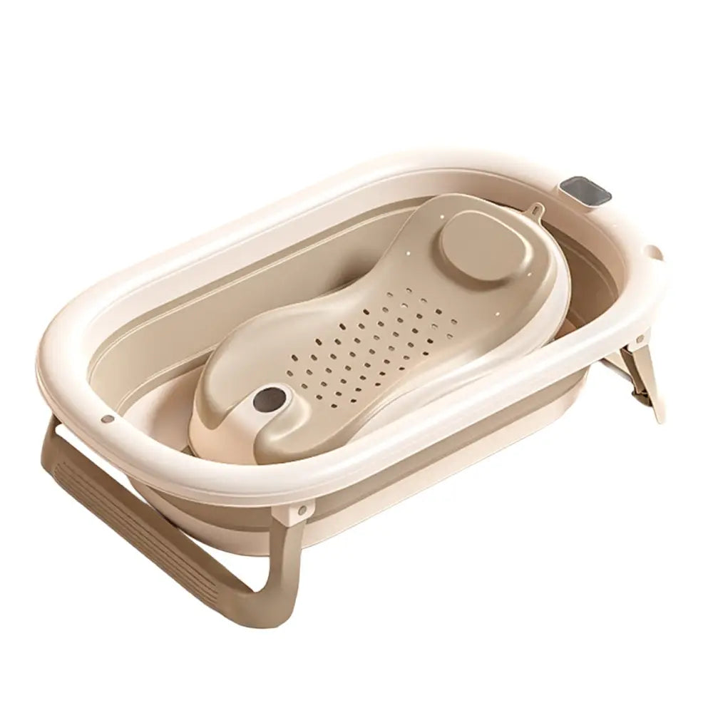 赤ちゃん ベビーバス 折りたたみ 沐浴 省スペース 収納 新生児 クッション ネット チェア ナチュラルカラー グレー ベージュ 水遊び 便利 お風呂 バスタイム 育児 コンパクト 多用途