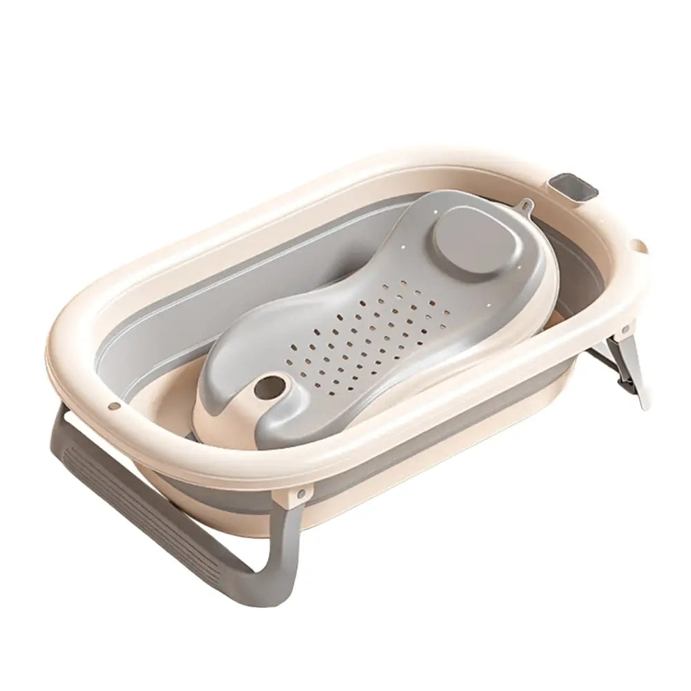 赤ちゃん ベビーバス 折りたたみ 沐浴 省スペース 収納 新生児 クッション ネット チェア ナチュラルカラー グレー ベージュ 水遊び 便利 お風呂 バスタイム 育児 コンパクト 多用途