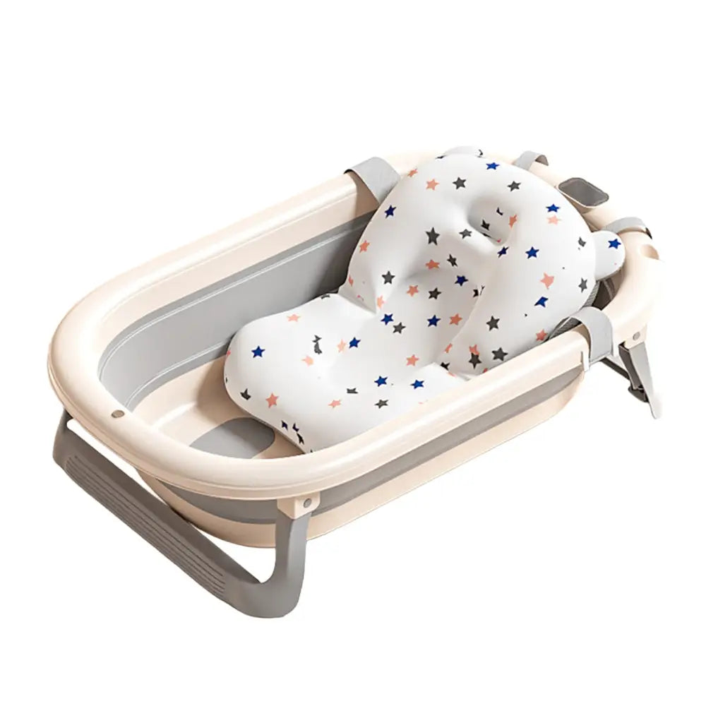 赤ちゃん ベビーバス 折りたたみ 沐浴 省スペース 収納 新生児 クッション ネット チェア ナチュラルカラー グレー ベージュ 水遊び 便利 お風呂 バスタイム 育児 コンパクト 多用途
