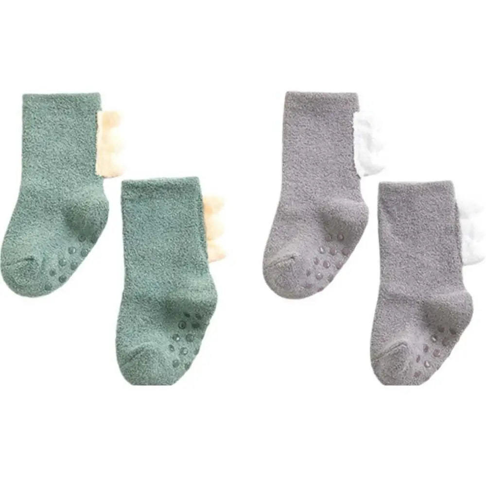 ベビー靴下 2足セット S(0歳~1歳) | M(1歳~3歳) - Aセット(グリーン/グレー) / Sサイズ - ベビー靴下