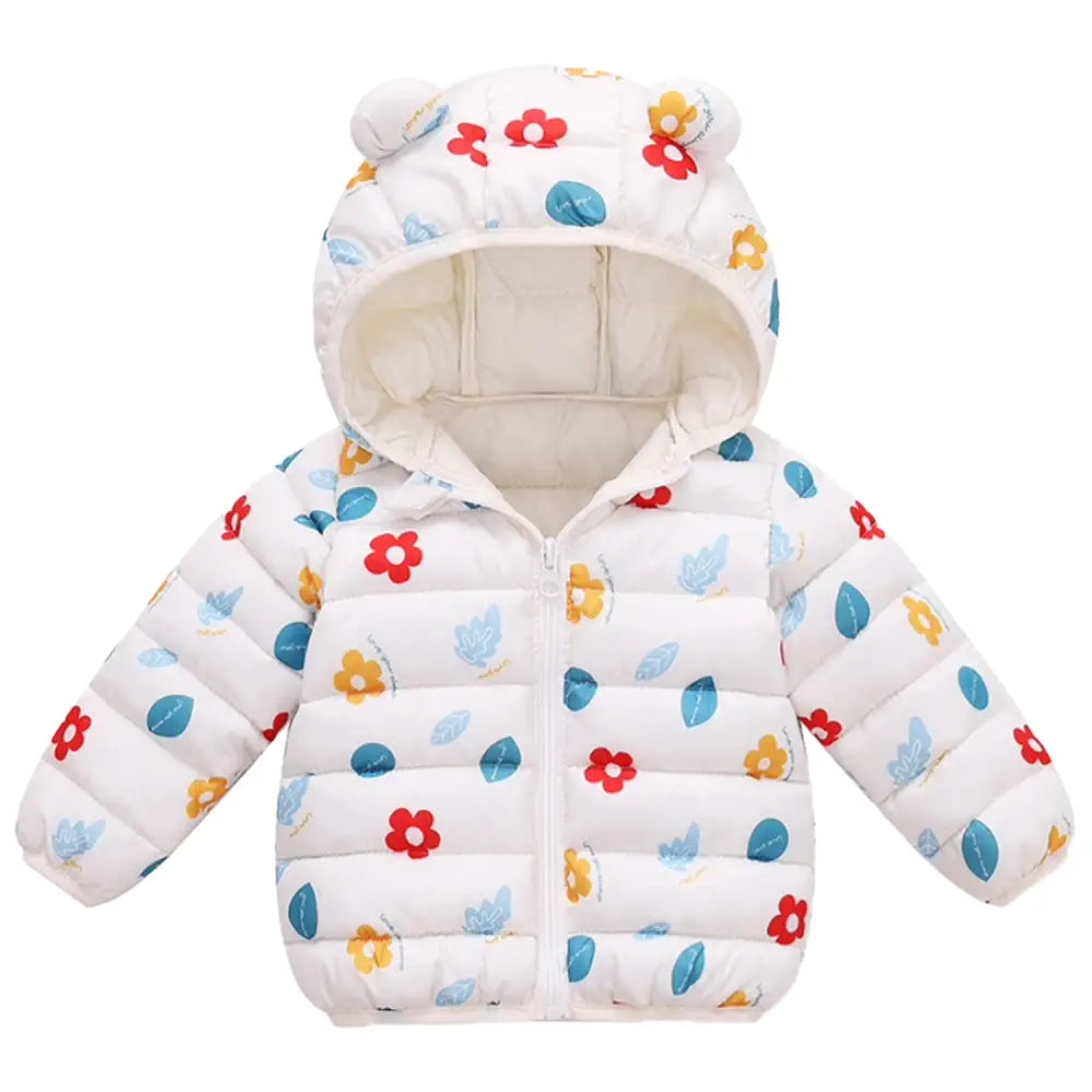 ベビーダウンコート キッズアウター ダウンコットン 軽量 保温 防寒 フード付き くま耳デザイン 洗濯可 冬用 子ども服 兄弟おそろいコーデ 80〜110cm