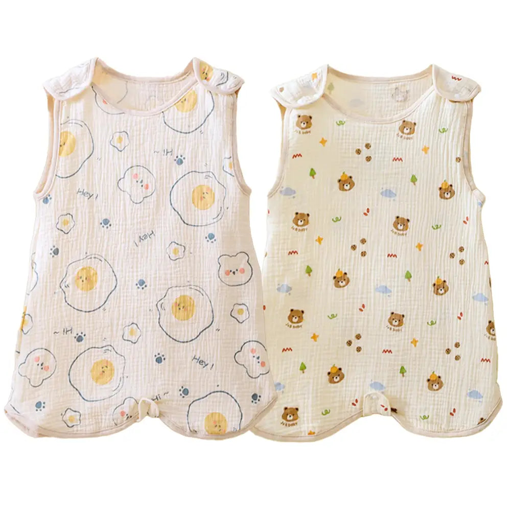 ベビースリーパー 2枚セット 2枚組 4重ガーゼ 2重ガーゼ コットン ベスト 袖なし 足まですっぽり かわいい 春 夏 秋 冬 1年中 赤ちゃん ベビー キッズ ガーゼスリーパー ベビー スリーパー 大きいサイズ