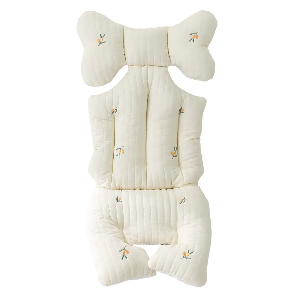 ベビーカー クッション 綿100% 天然染料 赤ちゃん用ヘッドサポート リボン型サポート 衝撃吸収クッション ベルト対応デザイン 取り付け簡単 洗濯機OK 新生児サポートシート