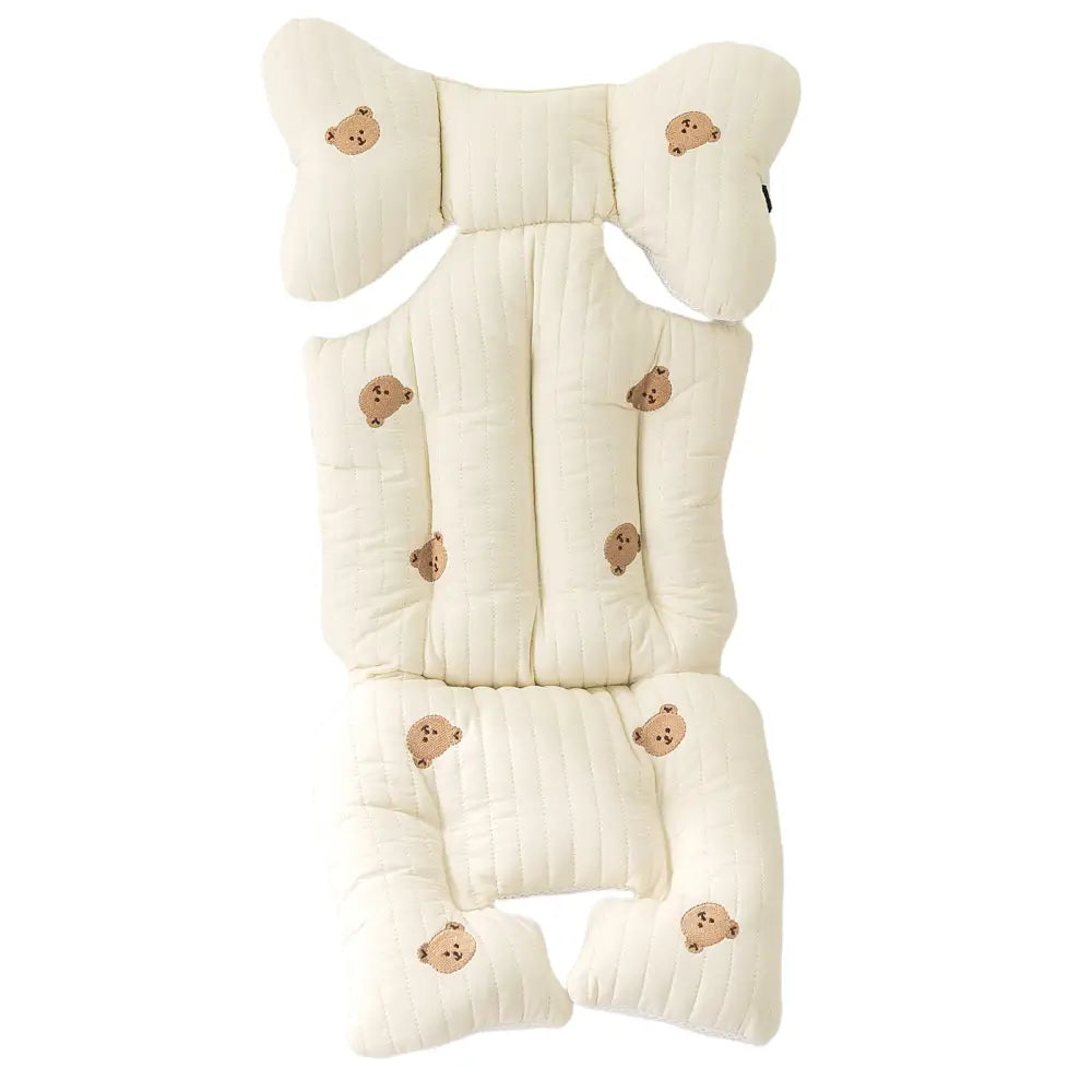 ベビーカー クッション 綿100% 天然染料 赤ちゃん用ヘッドサポート リボン型サポート 衝撃吸収クッション ベルト対応デザイン 取り付け簡単 洗濯機OK 新生児サポートシート