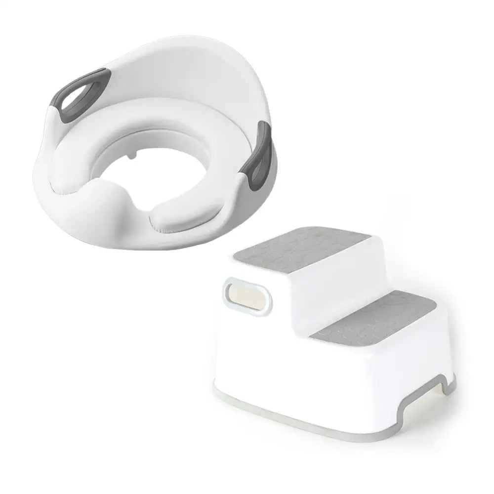 補助便座 おまる 踏み台セット 33.4×33.4×12.5cm - ホワイト / 補助便座+踏み台セット - おまる・補助便座