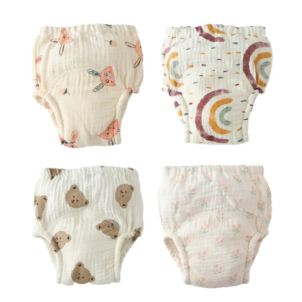 トイトレパンツ おむつ外し練習パンツ コットン100%トレーニングパンツ 6重ガーゼパンツ 8層吸水構造パンツ 防水層付きトイトレパンツ 伸縮性ウエストパンツ 洗濯機OKトレーニングパンツ 保育園用トイトレパンツ おしゃれ子どもパンツ