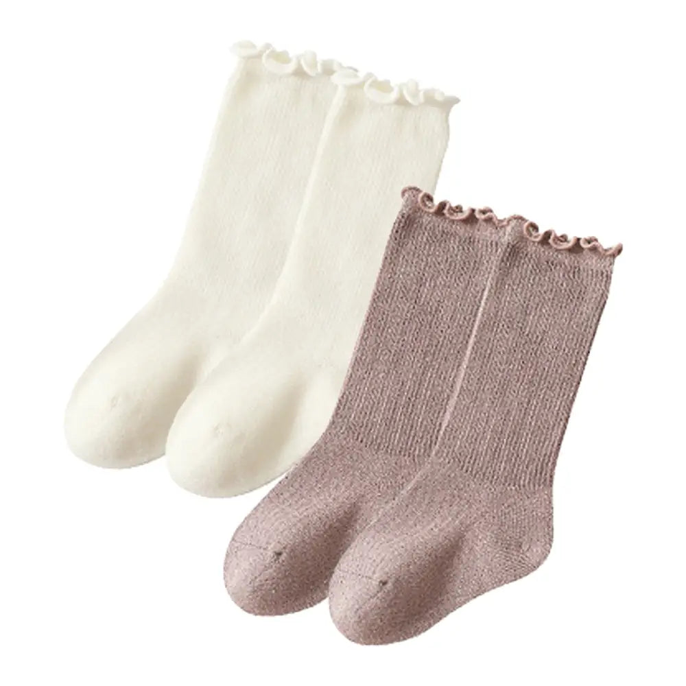 ベビーキッズハイソックス 2足組 シンプル 可愛い 無地 伸びる 春 夏 秋 冬 0歳 1歳 2歳 3歳 4歳 5歳 ギフト プレゼント 出産祝い セレモニー あったか 白 青 ブルー ブラウン ホワイト 靴下 ベビー ハイソックス キッズ 子供用靴下 2足セット 赤ちゃん フリル 新生児 ソックス 女の子 ベビー用品 あかちゃん 子供服