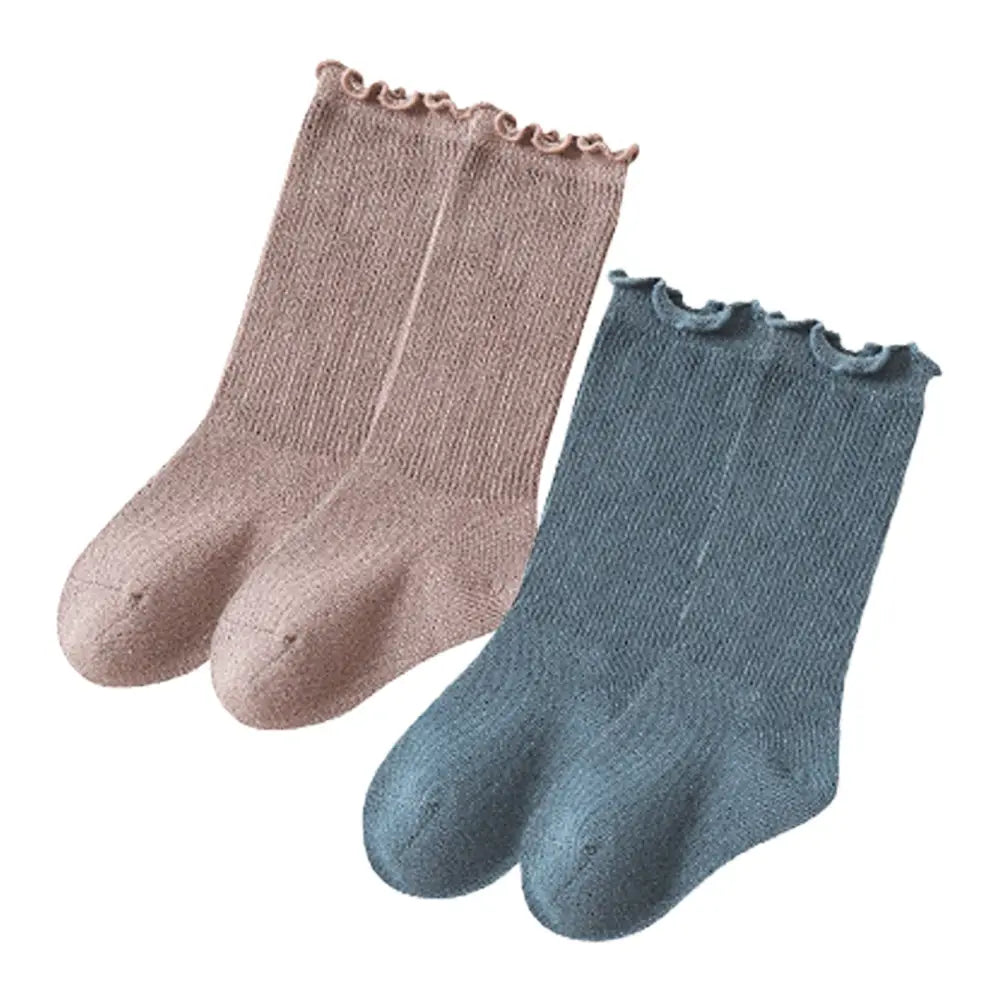 ベビーキッズハイソックス 2足組 シンプル 可愛い 無地 伸びる 春 夏 秋 冬 0歳 1歳 2歳 3歳 4歳 5歳 ギフト プレゼント 出産祝い セレモニー あったか 白 青 ブルー ブラウン ホワイト 靴下 ベビー ハイソックス キッズ 子供用靴下 2足セット 赤ちゃん フリル 新生児 ソックス 女の子 ベビー用品 あかちゃん 子供服