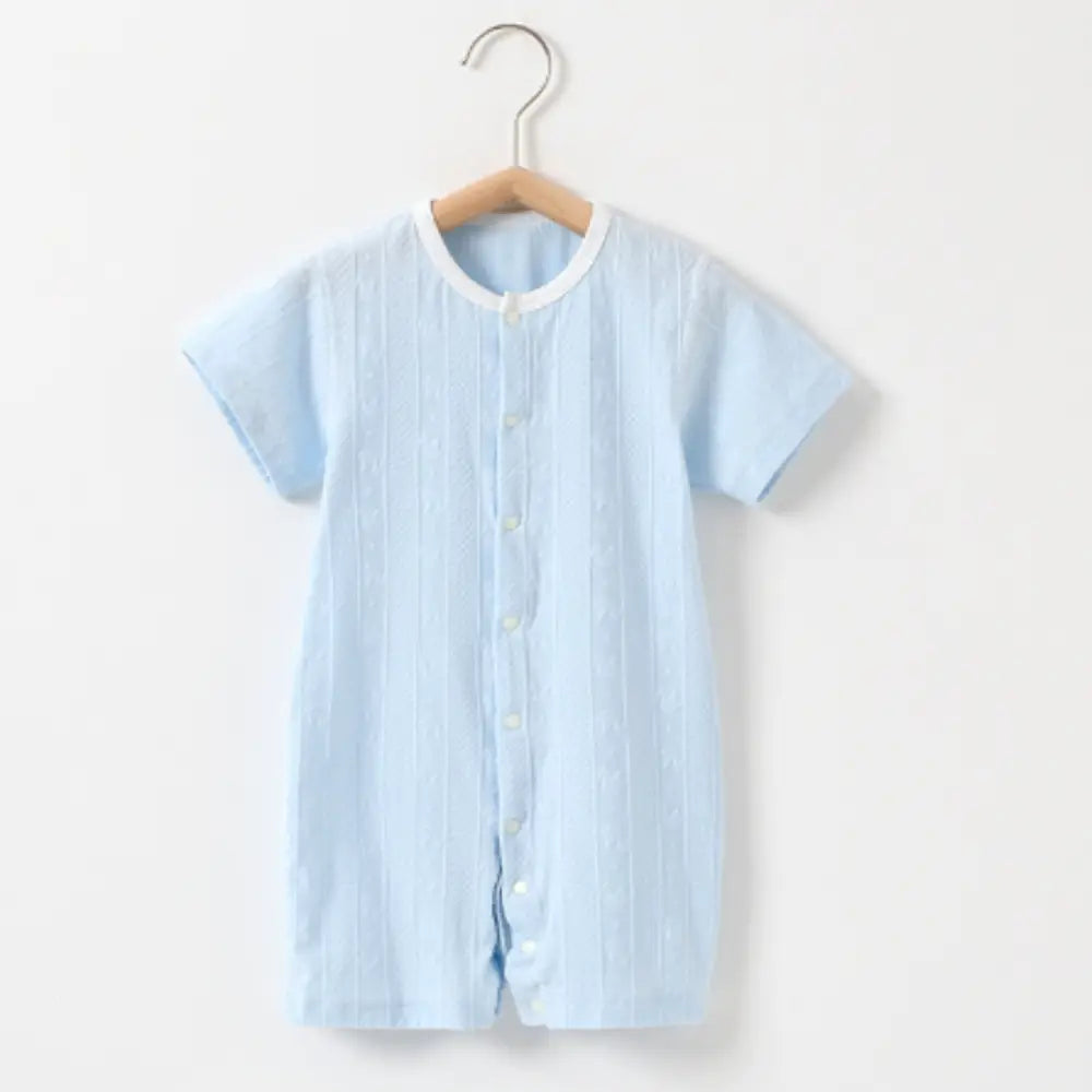 半袖ロンパース ベビー 男の子 女の子 66~90 - ブルー / 66cm - 半袖ベビーロンパース