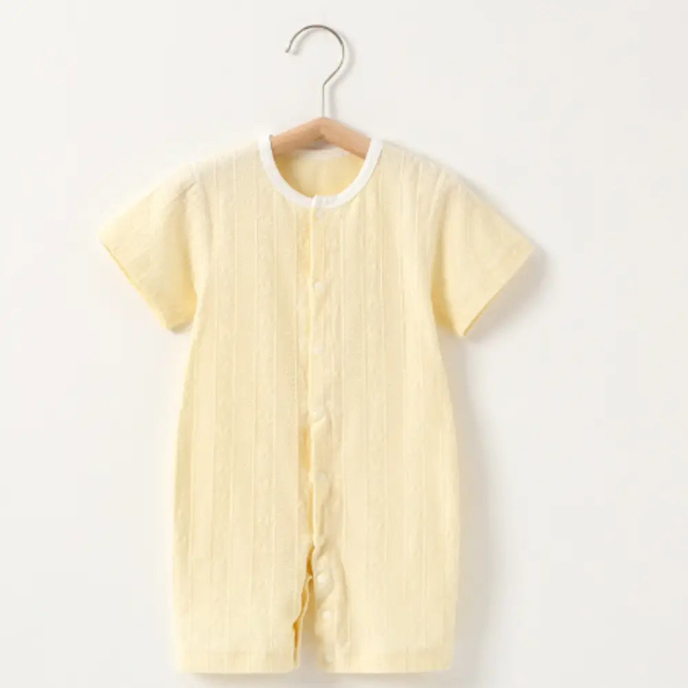半袖ロンパース ベビー 男の子 女の子 66~90 - イエロー / 66cm - 半袖ベビーロンパース