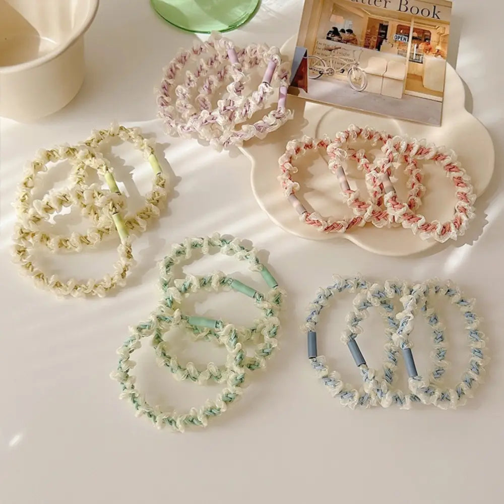 ヘアゴム オーガンジーリボン パステルカラー 透け感 上品 しっかり固定 4本ゴム構造 親子兼用 キッズ ヘアアクセサリー 学校 保育園 ドレスアップ