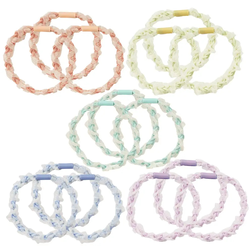 ヘアゴム オーガンジーリボン パステルカラー 透け感 上品 しっかり固定 4本ゴム構造 親子兼用 キッズ ヘアアクセサリー 学校 保育園 ドレスアップ