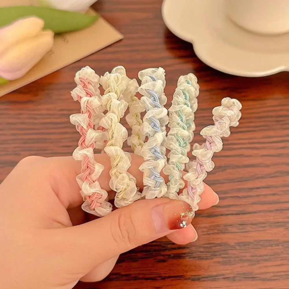 ヘアゴム オーガンジーリボン パステルカラー 透け感 上品 しっかり固定 4本ゴム構造 親子兼用 キッズ ヘアアクセサリー 学校 保育園 ドレスアップ