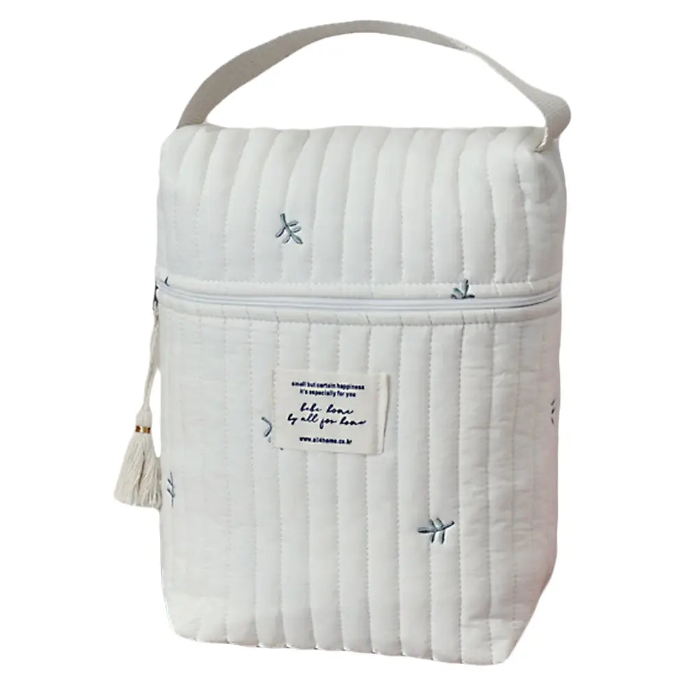 マルチポーチ 大容量ベビーポーチ キルティングコットンポーチ 哺乳瓶収納ポーチ おむつポーチ 広口ファスナーポーチ タッセル付きおしゃれポーチ ベビーカーバッグ兼用ポーチ マチ広サブバッグ 刺繍デザインポーチ