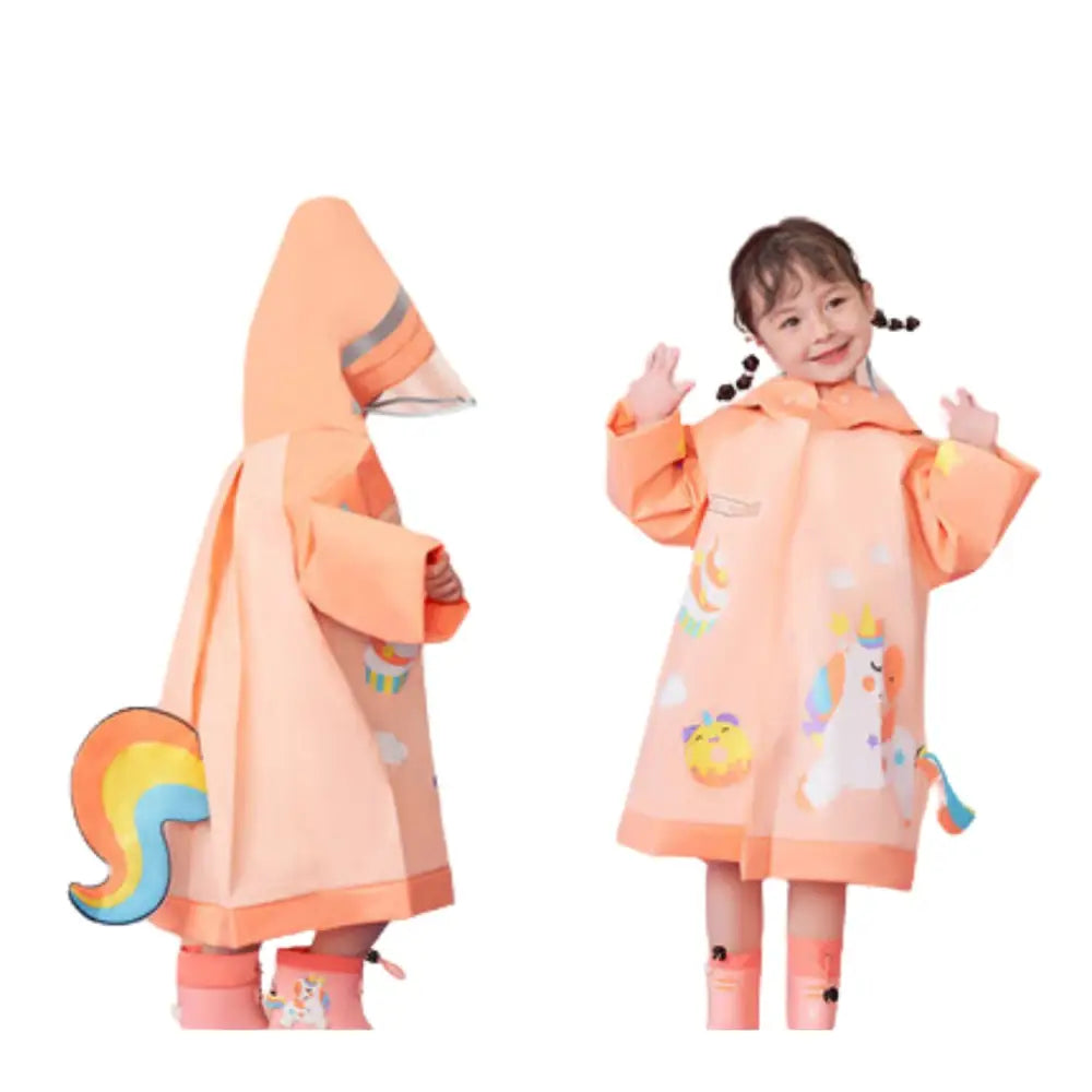 キッズレインコート かわいい リュック対応 S~XL - ユニコーン / Sサイズ - キッズレインコート