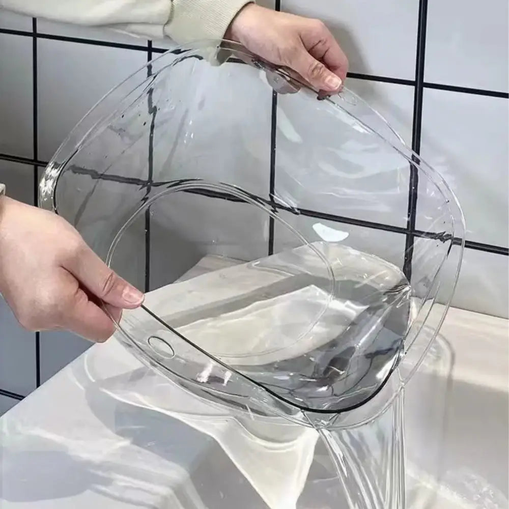 アクリルボウル 高級感バスボウル 透明湯桶 おしゃれ洗面ボウル 持ち手付きボウル 吊るせる水切りボウル 耐熱アクリル洗面器 割れにくい浴室ボウル キッチン多用途ボウル 衛生的バスグッズ