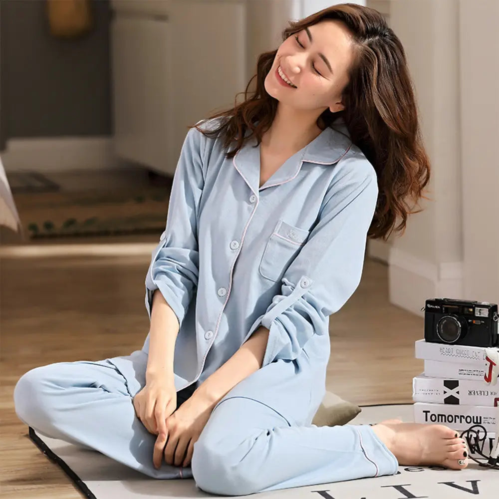 マタニティパジャマ M~3XL - ブルー / Mサイズ - マタニティパジャマ