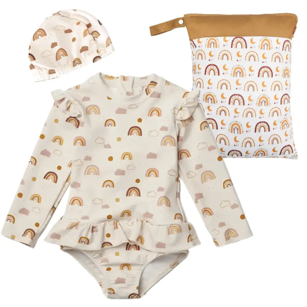 水着&防水ポーチセット 女の子用 - Aセット / 90cm - キッズ水着