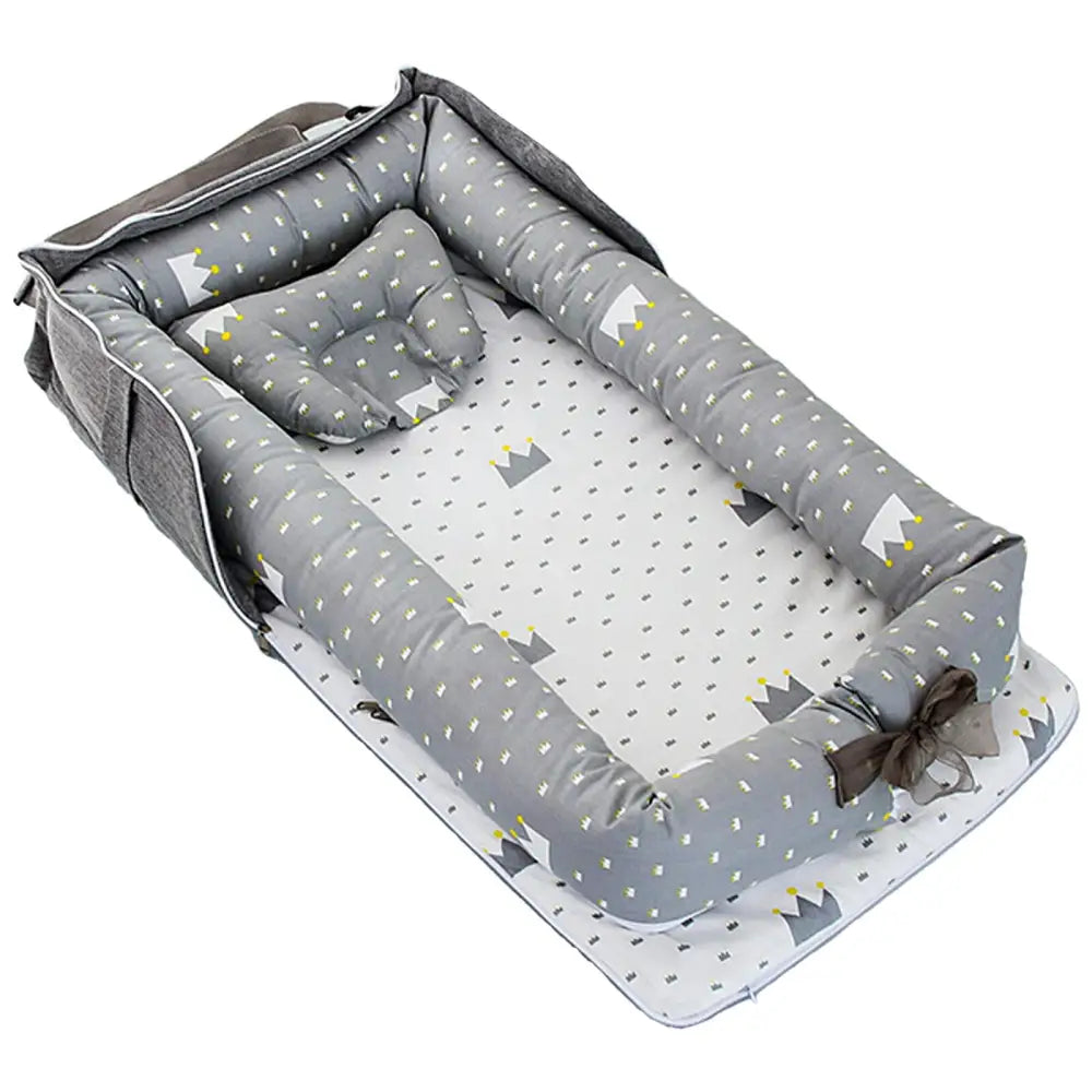 ポータブルベビーベッド 赤ちゃん 折りたたみ式 綿素材 洗える 寝具 新生児 旅行用 昼寝 クッション付き