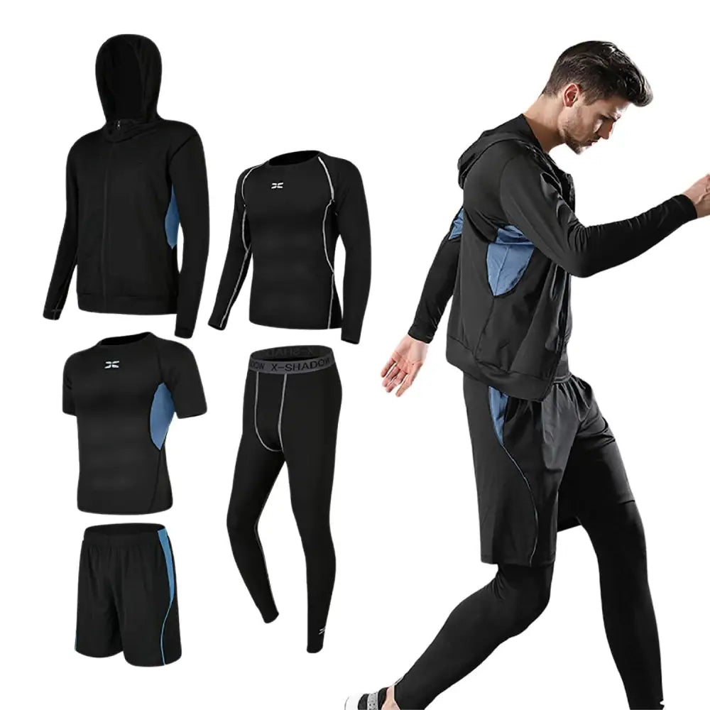 スポーツウェア メンズ 5点セット M~3XL - Cタイプ(ブルー) / Mサイズ - スポーツウェア