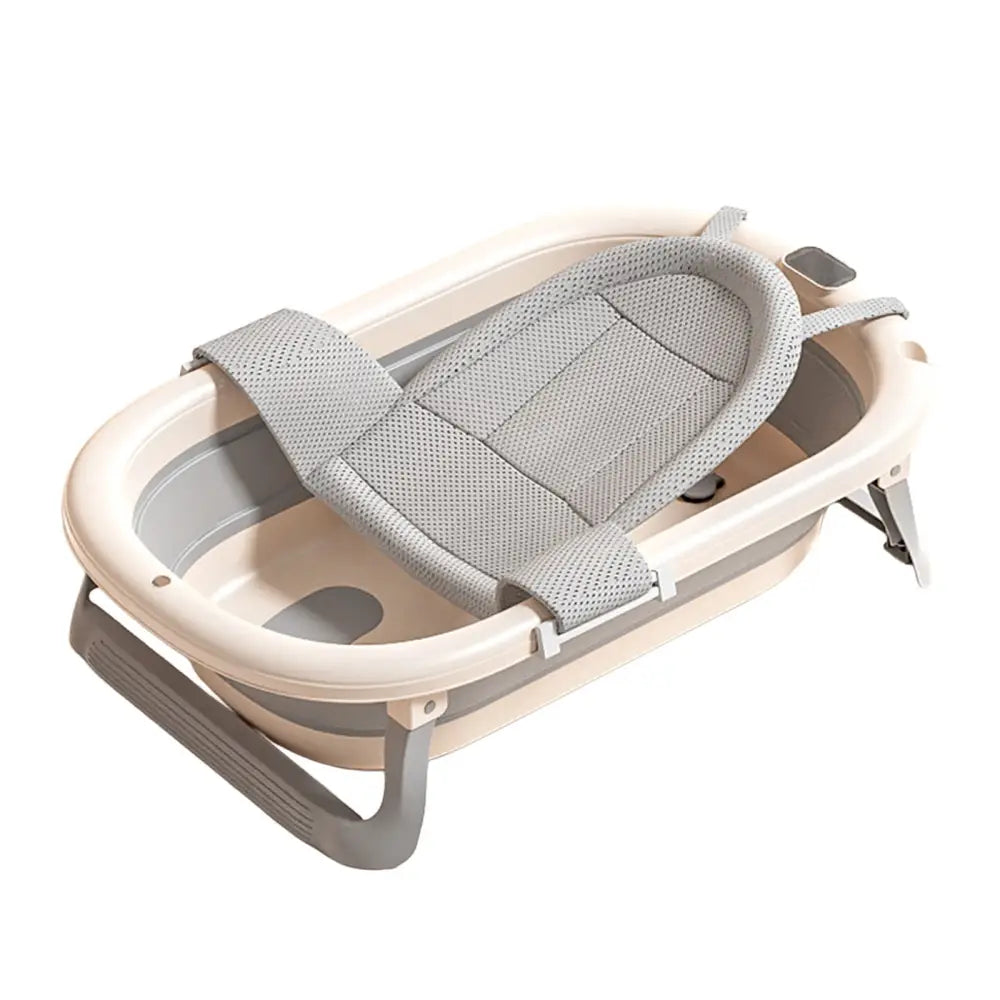 赤ちゃん ベビーバス 折りたたみ 沐浴 省スペース 収納 新生児 クッション ネット チェア ナチュラルカラー グレー ベージュ 水遊び 便利 お風呂 バスタイム 育児 コンパクト 多用途