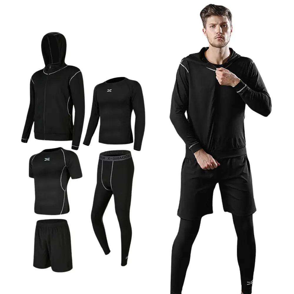 スポーツウェア メンズ 5点セット M~3XL - Cタイプ(ブラック) / Mサイズ - スポーツウェア