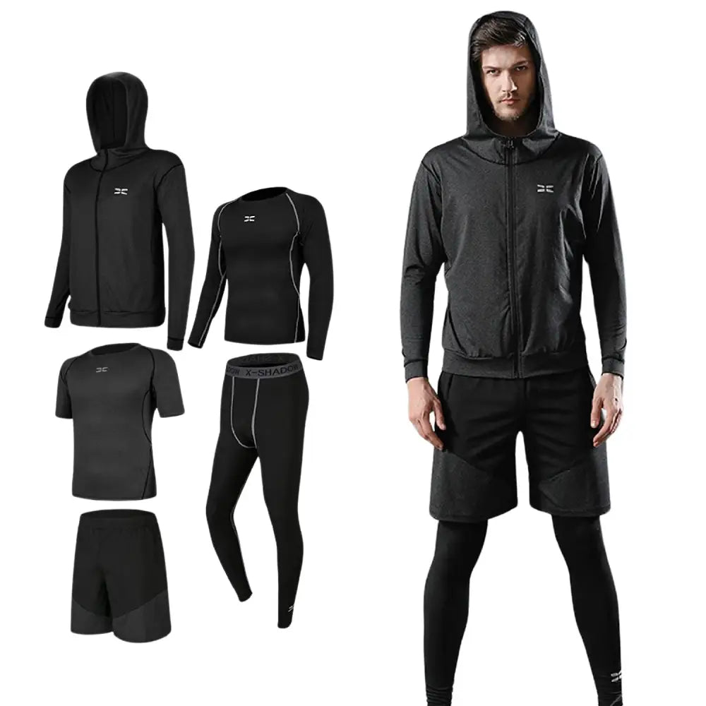 スポーツウェア メンズ 5点セット M~3XL - Bタイプ(ブラック) / Mサイズ - スポーツウェア