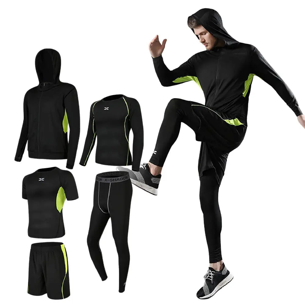 スポーツウェア メンズ 5点セット M~3XL - Cタイプ(グリーン) / Mサイズ - スポーツウェア