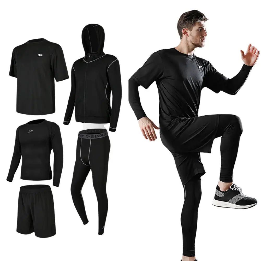 スポーツウェア メンズ 5点セット M~3XL - Aタイプ(ブラック) / Mサイズ - スポーツウェア