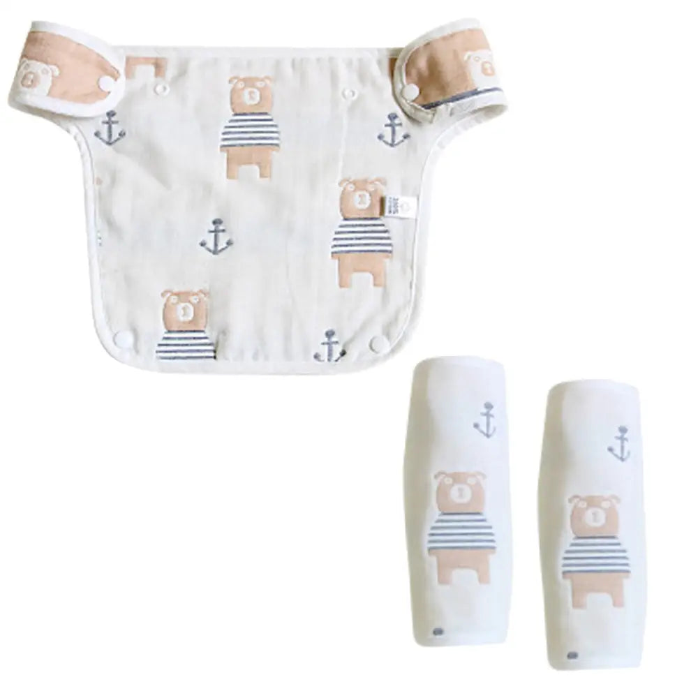 よだれカバー3点セット 星柄グレー|星柄ボーダー|クマちゃん - ベア / ワンサイズ - よだれかけカバー