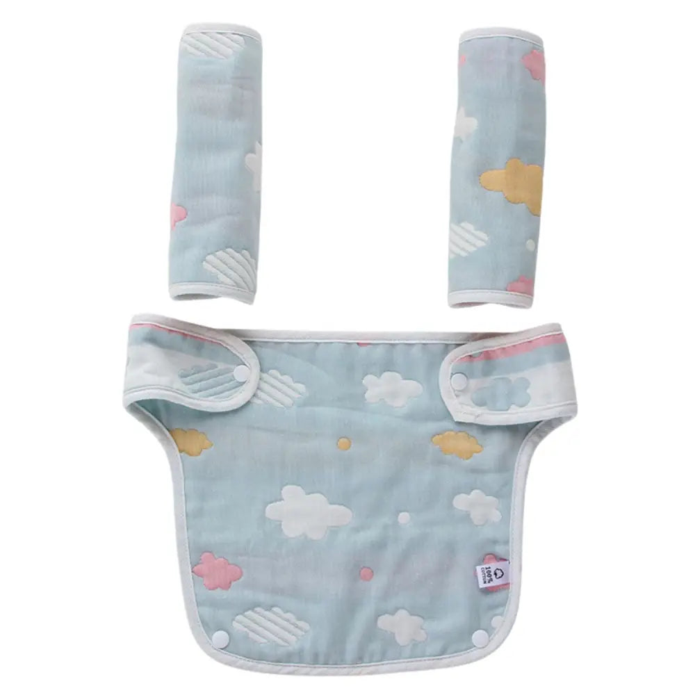 よだれカバー3点セット 星柄グレー|星柄ボーダー|クマちゃん - 雲ブルー / ワンサイズ - よだれかけカバー