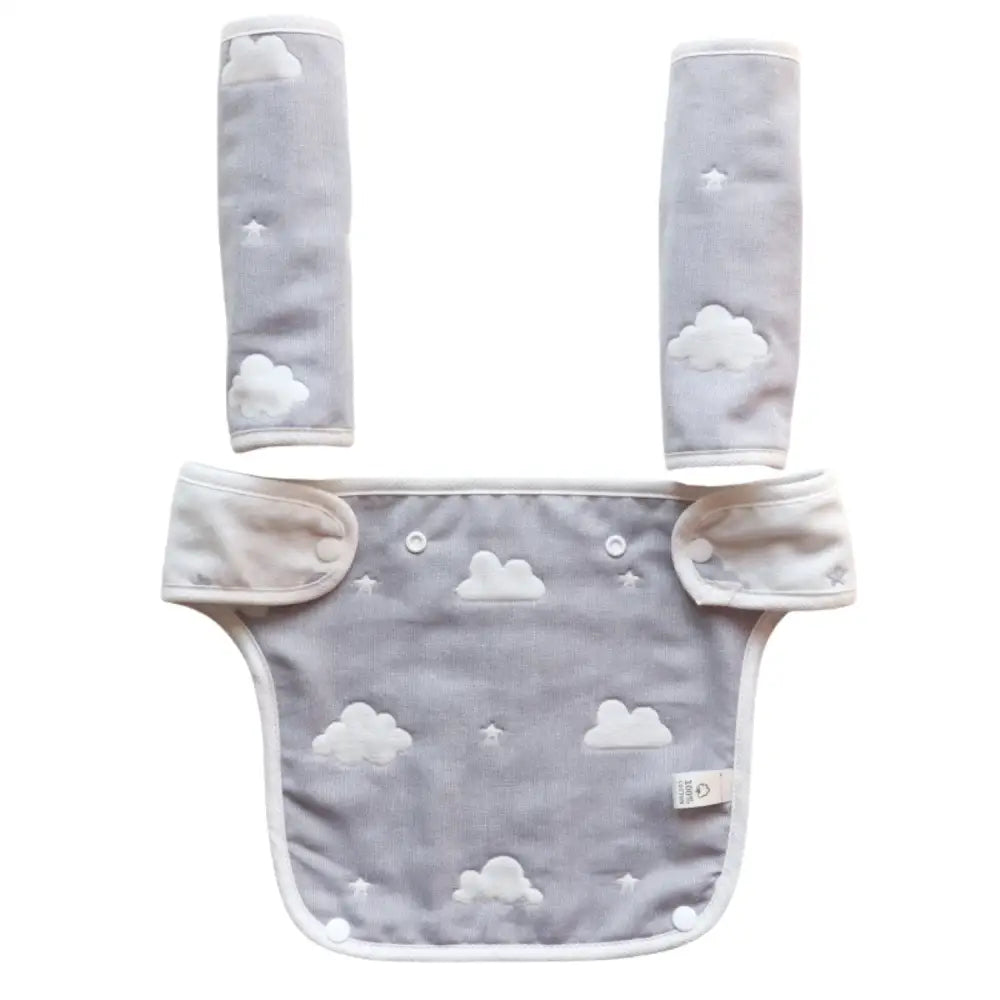 よだれカバー3点セット 星柄グレー|星柄ボーダー|クマちゃん - 雲グレー / ワンサイズ - よだれかけカバー