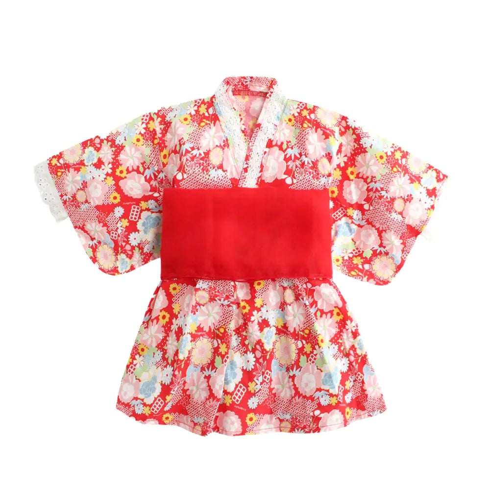 浴衣 女の子 2点セット 100%綿 100cm 110cm 120cm - Cセット(レッド) / 100cm - 浴衣