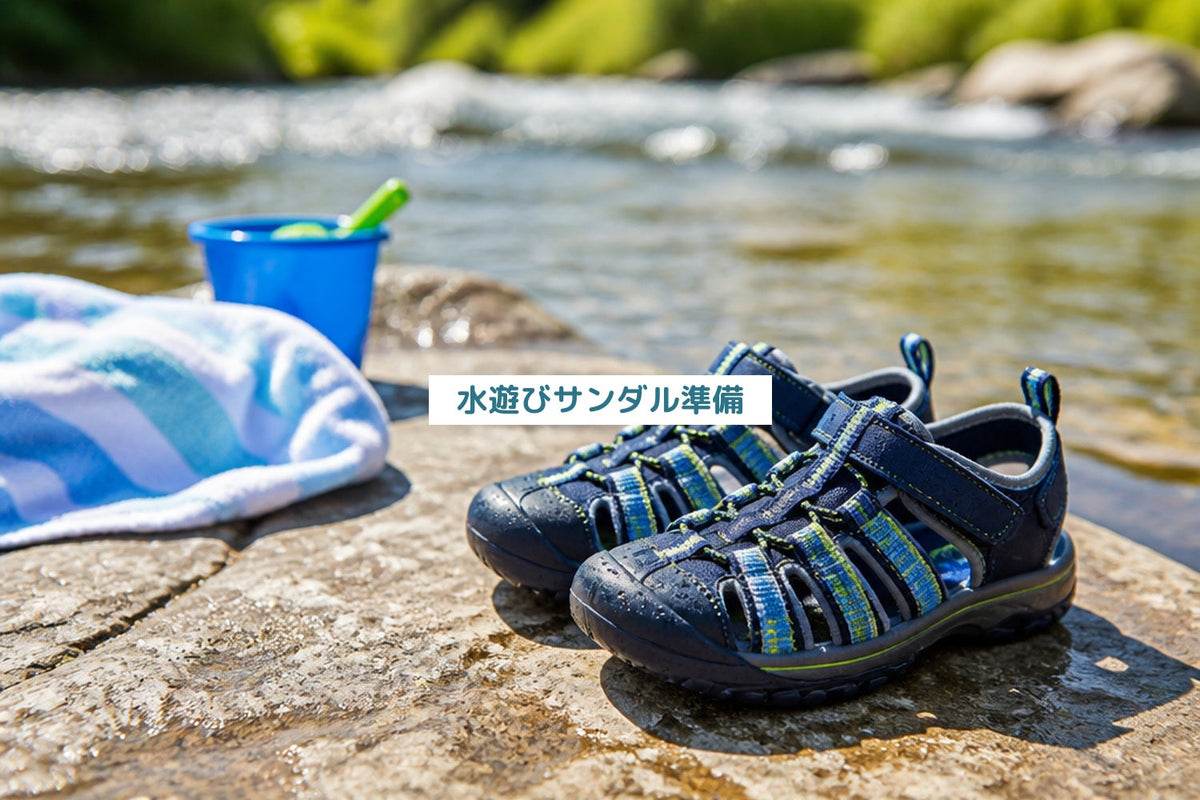 水遊びサンダル準備