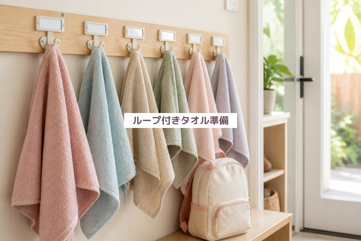 ループ付きタオル準備