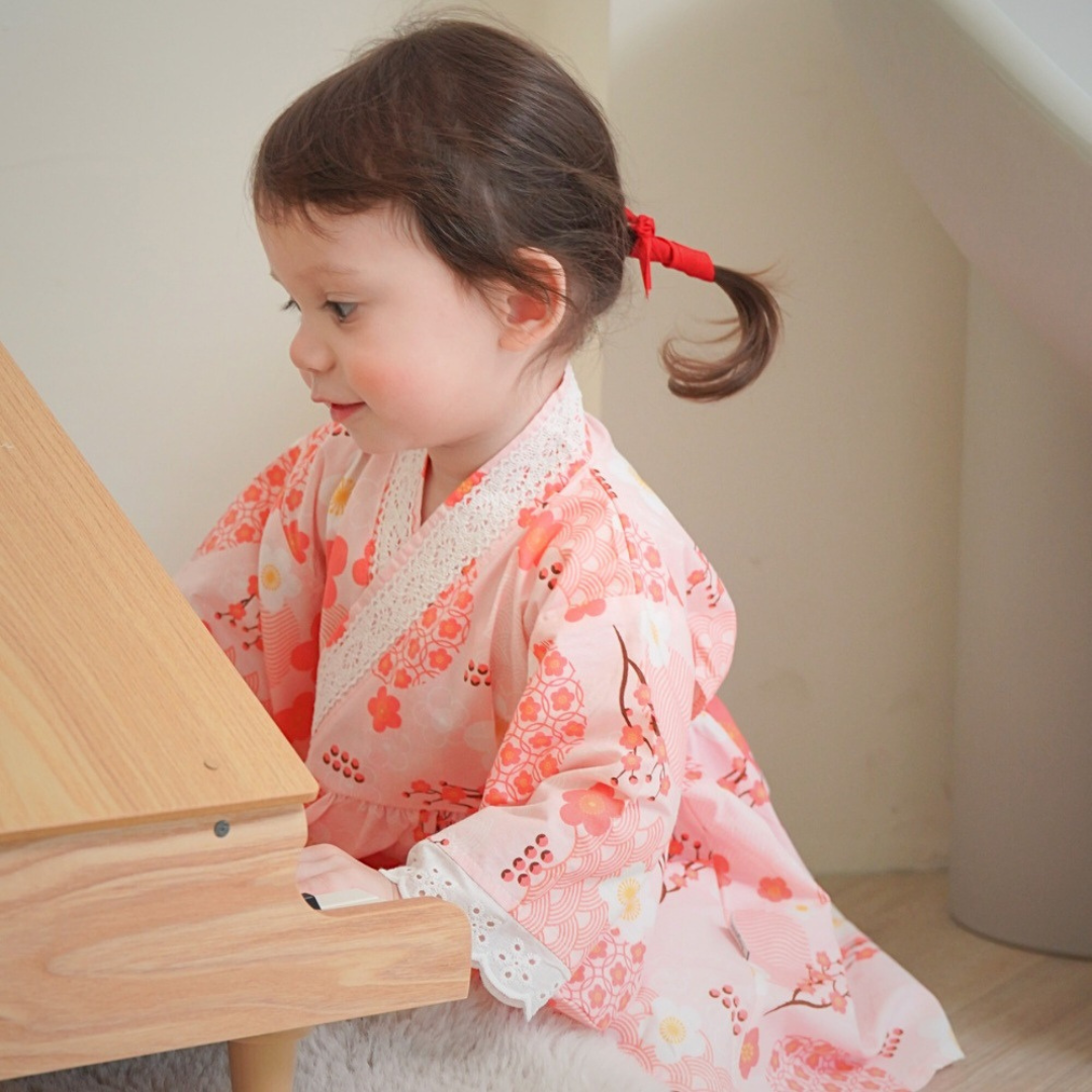 キッズ浴衣 ワンピース浴衣 子供浴衣 女の子 浴衣ドレス セパレート浴衣 2点セット シフォン帯 綿100% コットン 夏祭り 花火大会 盆踊り 発表会 記念撮影 着付け不要 洗濯機OK かわいい おしゃれ 和装 子供服