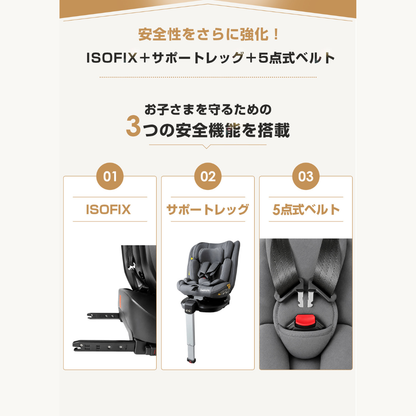 チャイルドシート ISOFIX R129 360度回転 新生児 ジュニアシート ベビーシート 回転式 ISOFIX固定 サポートレッグ 洗えるシート リクライニング ヘッドレスト調整 0歳 1歳 12歳 長く使える 安全基準 ベビー用品
