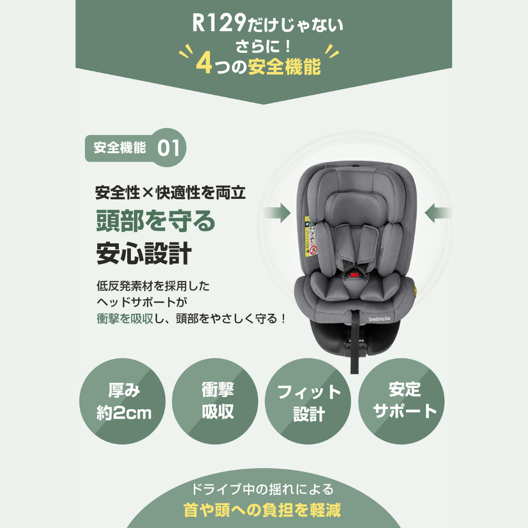チャイルドシート ISOFIX R129 360度回転 新生児 ジュニアシート ベビーシート 回転式 ISOFIX固定 サポートレッグ 洗えるシート リクライニング ヘッドレスト調整 0歳 1歳 12歳 長く使える 安全基準 ベビー用品
