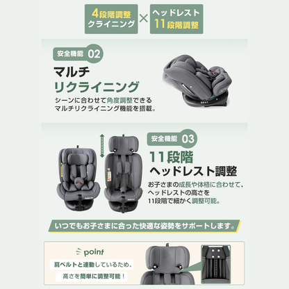 チャイルドシート ISOFIX R129 360度回転 新生児 ジュニアシート ベビーシート 回転式 ISOFIX固定 サポートレッグ 洗えるシート リクライニング ヘッドレスト調整 0歳 1歳 12歳 長く使える 安全基準 ベビー用品

