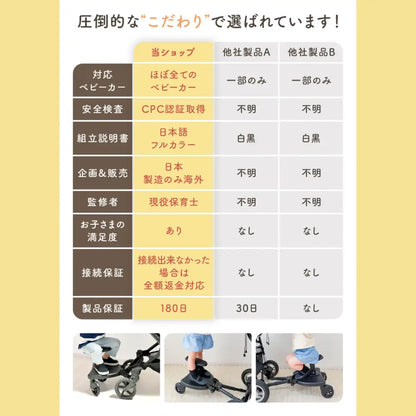 ベビーカーステップ バギーボード 2WAY 座れる 立てる 補助シート 静音PUホイール ベビーカーアクセサリー 兄弟育児 二人乗り ベビーカー用 耐荷重25kg 保育士監修 安全認証 取り付け簡単 お出かけ用品 キッズボード ベビーカー拡張パーツ