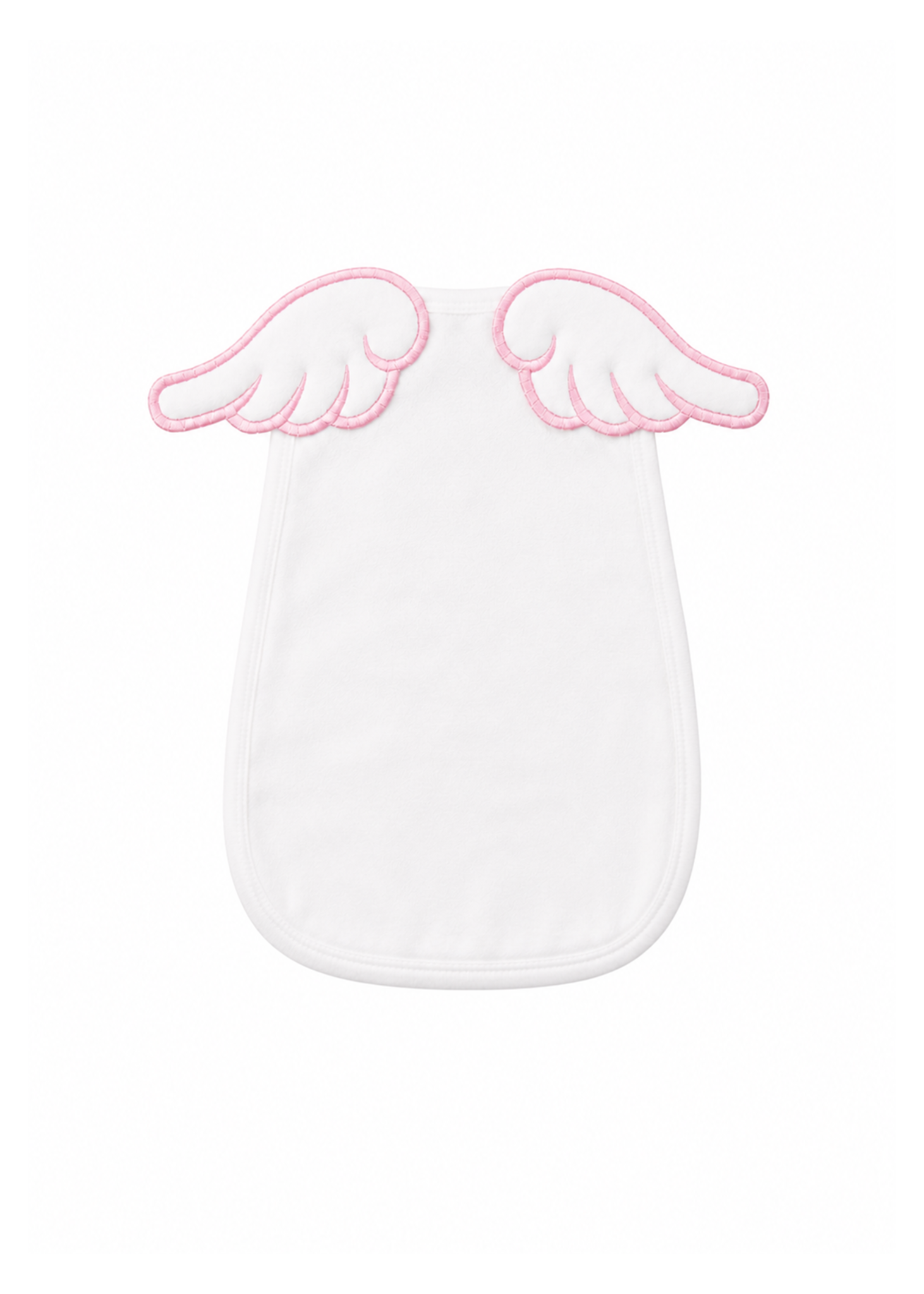 ピンクの縁取りが入った天使の羽デザインの赤ちゃん用汗取りパッド