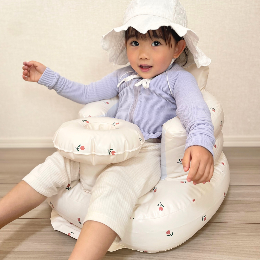 ベビーチェア エアーチェア 赤ちゃん お座り練習 バスチェア 空気入れ不要 内蔵ポンプ PVC 軽量 コンパクト 離乳食チェア お風呂チェア ベビーソファ 持ち運び お出かけ 安定設計 新生児 ベビー用品
