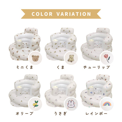 ベビーチェア エアーチェア 赤ちゃん お座り練習 バスチェア 空気入れ不要 内蔵ポンプ PVC 軽量 コンパクト 離乳食チェア お風呂チェア ベビーソファ 持ち運び お出かけ 安定設計 新生児 ベビー用品
