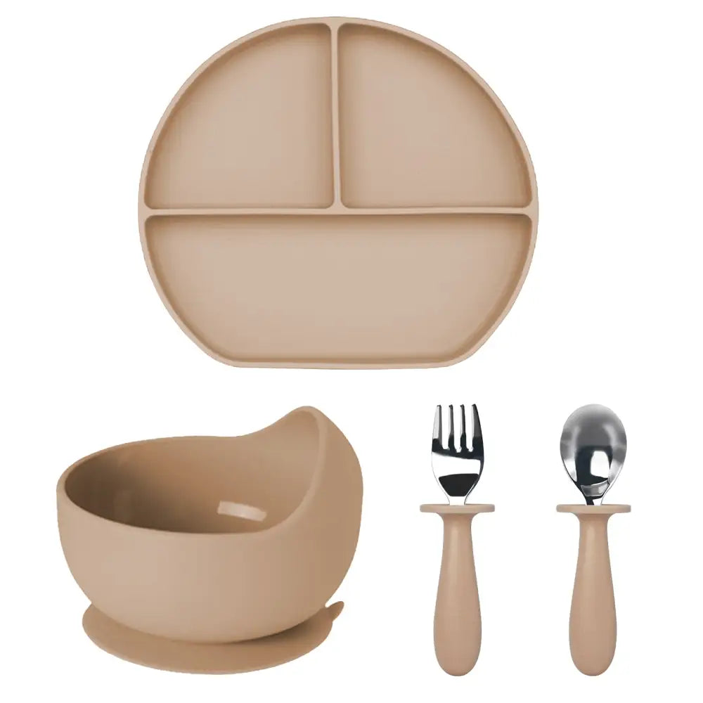 赤ちゃん シリコン 食器セット プレート ボウル 吸盤付き スプーン フォーク 離乳食 初期 中期 後期 キッズ ベビー 自分で食べる 練習 食事サポート 耐熱 食洗機対応 安全素材