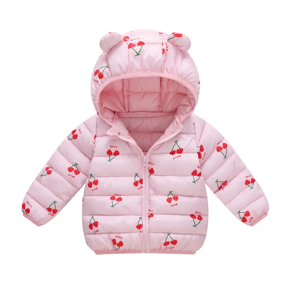 ベビーダウンコート キッズアウター ダウンコットン 軽量 保温 防寒 フード付き くま耳デザイン 洗濯可 冬用 子ども服 兄弟おそろいコーデ 80〜110cm