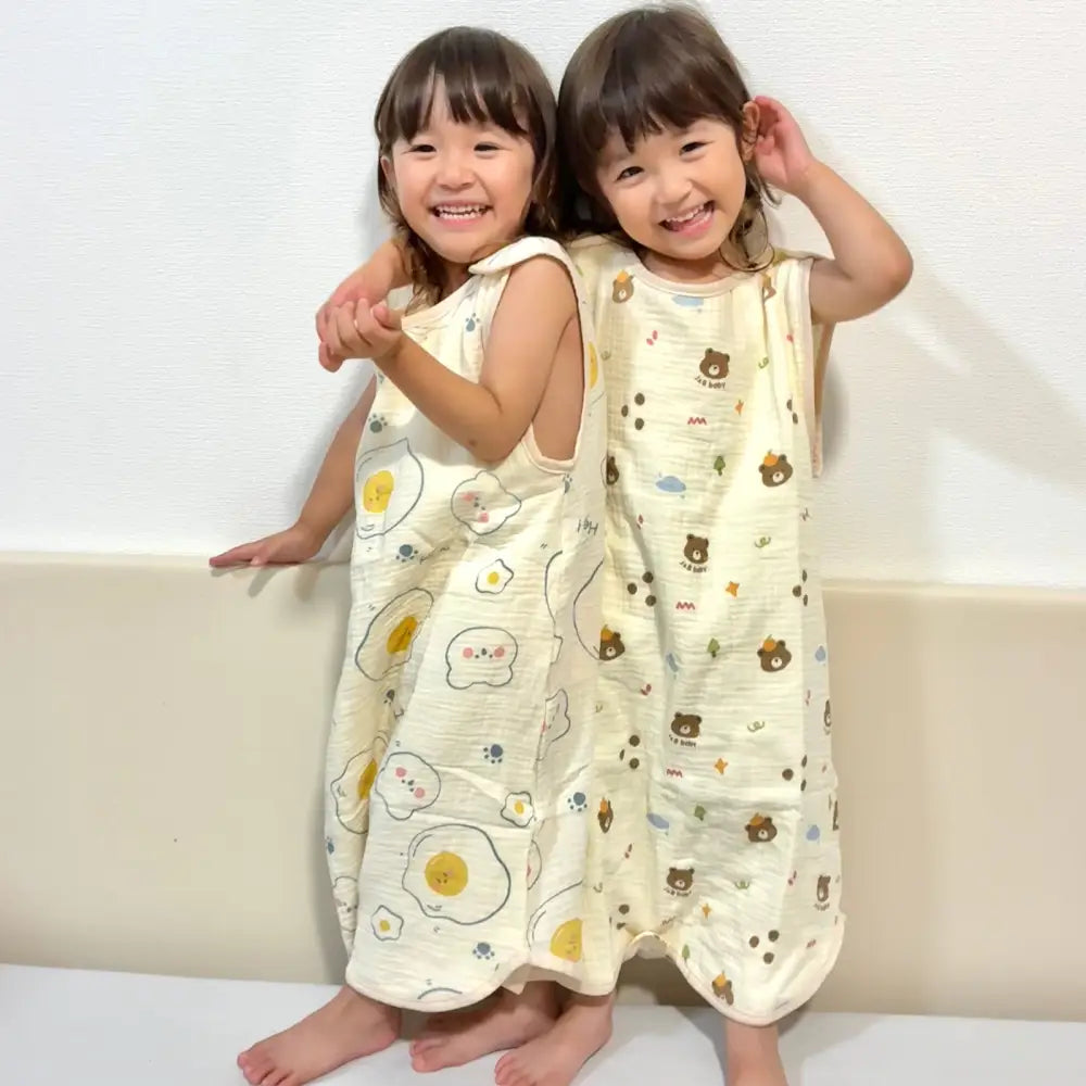 ベビースリーパー 2枚セット　2枚組　4重ガーゼ 2重ガーゼ コットン ベスト 袖なし 足まですっぽり かわいい  春 夏 秋 冬 1年中 赤ちゃん ベビー キッズ ガーゼスリーパー ベビー　スリーパー 大きいサイズ