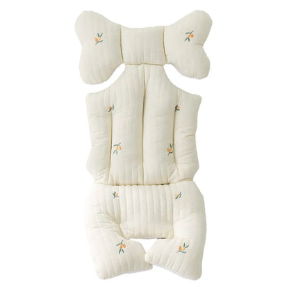 ベビーカー クッション 綿100% 天然染料 赤ちゃん用ヘッドサポート リボン型サポート 衝撃吸収クッション ベルト対応デザイン 取り付け簡単 洗濯機OK 新生児サポートシート