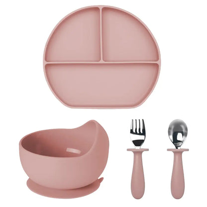 赤ちゃん シリコン 食器セット プレート ボウル 吸盤付き スプーン フォーク 離乳食 初期 中期 後期 キッズ ベビー 自分で食べる 練習 食事サポート 耐熱 食洗機対応 安全素材