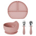 赤ちゃん シリコン 食器セット プレート ボウル 吸盤付き スプーン フォーク 離乳食 初期 中期 後期 キッズ ベビー 自分で食べる 練習 食事サポート 耐熱 食洗機対応 安全素材
