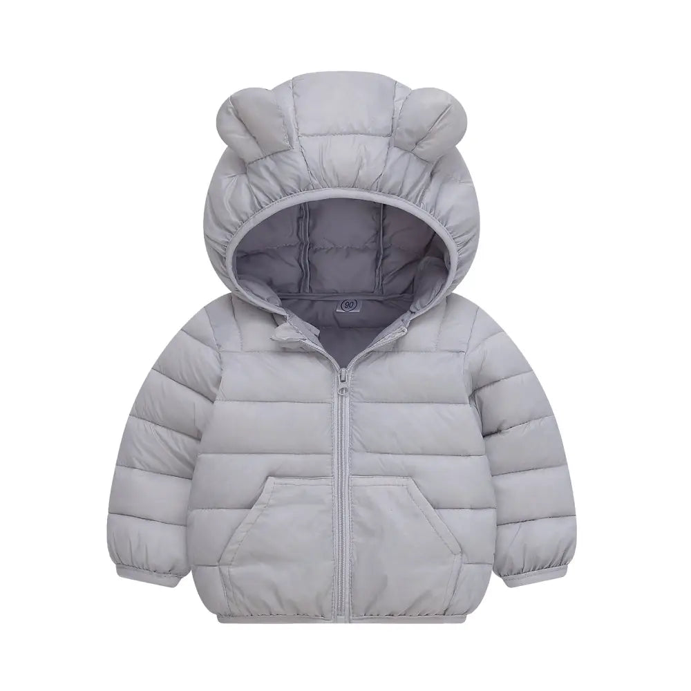 ベビーダウンコート キッズアウター ダウンコットン 軽量 保温 防寒 フード付き くま耳デザイン 洗濯可 冬用 子ども服 兄弟おそろいコーデ 80〜110cm